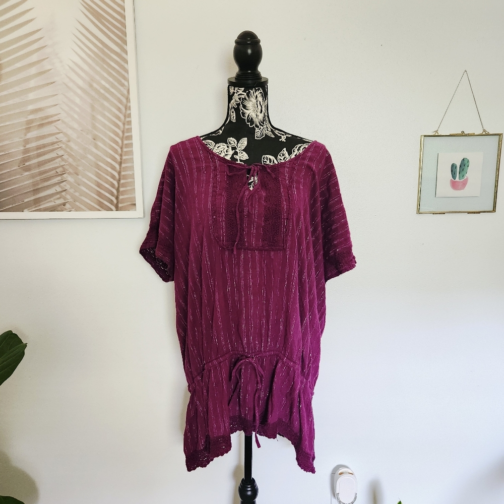 Fashion Bug Purple Sparkle Boho Tunic Top - Size 2X